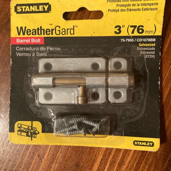 Stanley Weather Gard Barrel Bolt 3”(76mm) Galvanized for outdoor New unopened - Picture 1 of 4